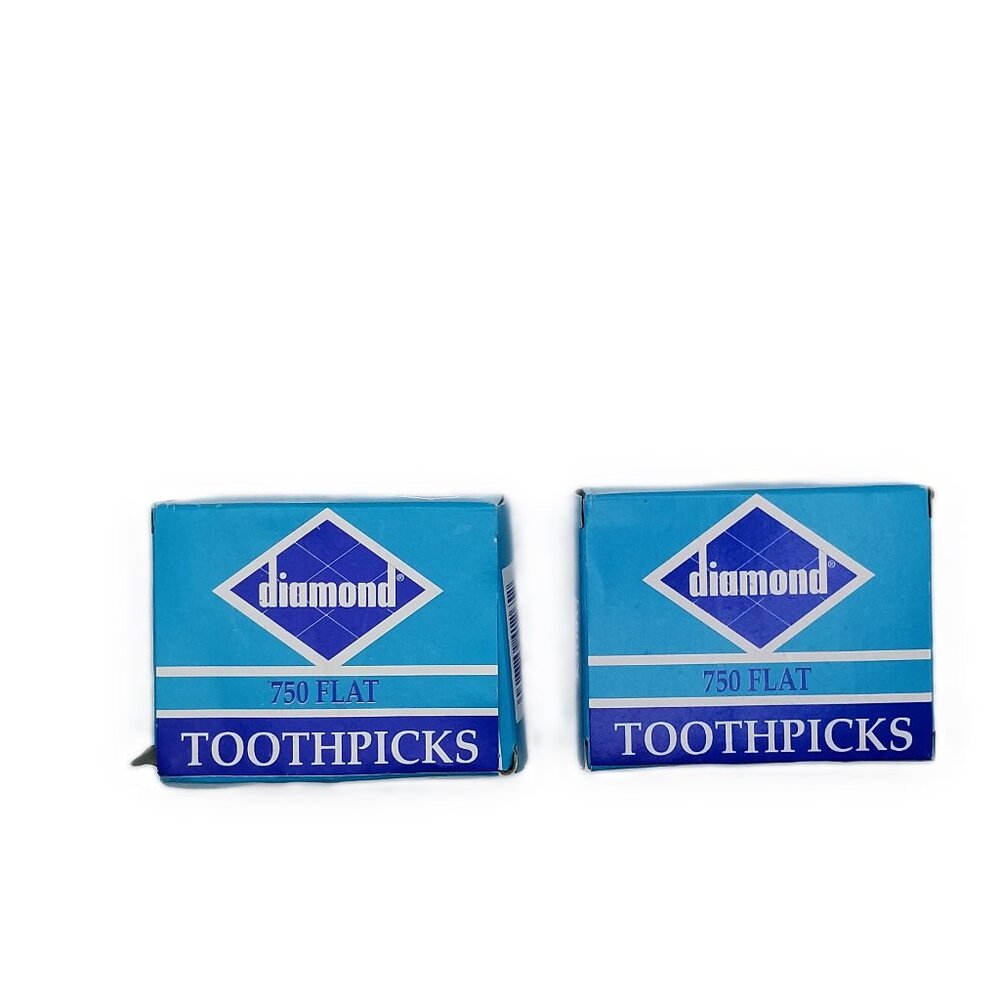 Diamond Flat Toothpicks 2 Boxes 1500 Wooden Disposable Party Kitchen